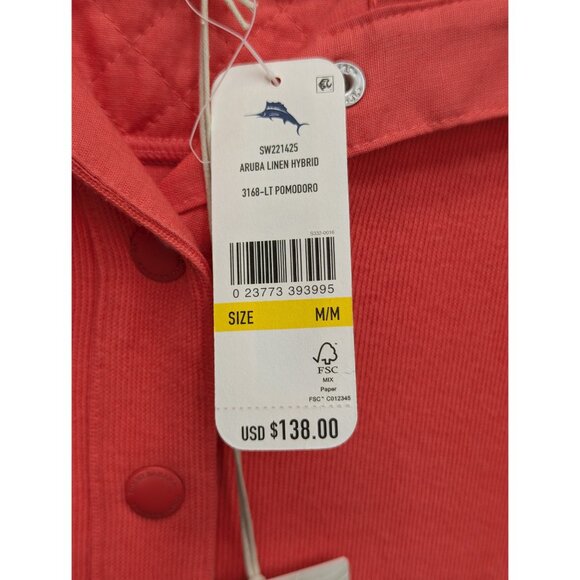 Tommy Bahama Aruba Linen Hybrid Sweater Jacket Womens M Preppy Golf Salmon Pink - Picture 7 of 13